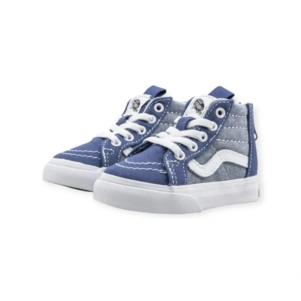 Vans ✌︎︎ Sk8-Hi Zip Baby Walker Skate Shoes Sneakers ✌︎︎Denim Chambray ✌︎︎ 5